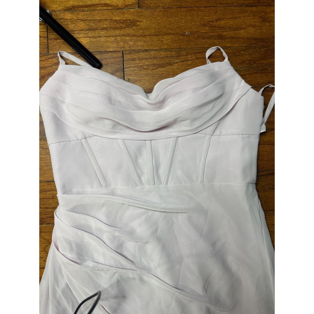 Azazie Lilac  Corset Bodice Bridesmaid Dress Maxi Gown Size A6 Lavender